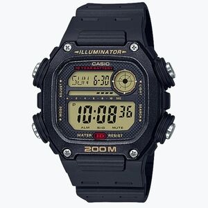 Casio Illuminator World Time Digital Watch, Black/Gold/Silver, DW291H-9AV, NEW!